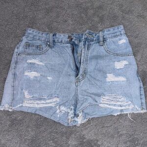 SHEIN Light Blue Ripped Jean Shorts